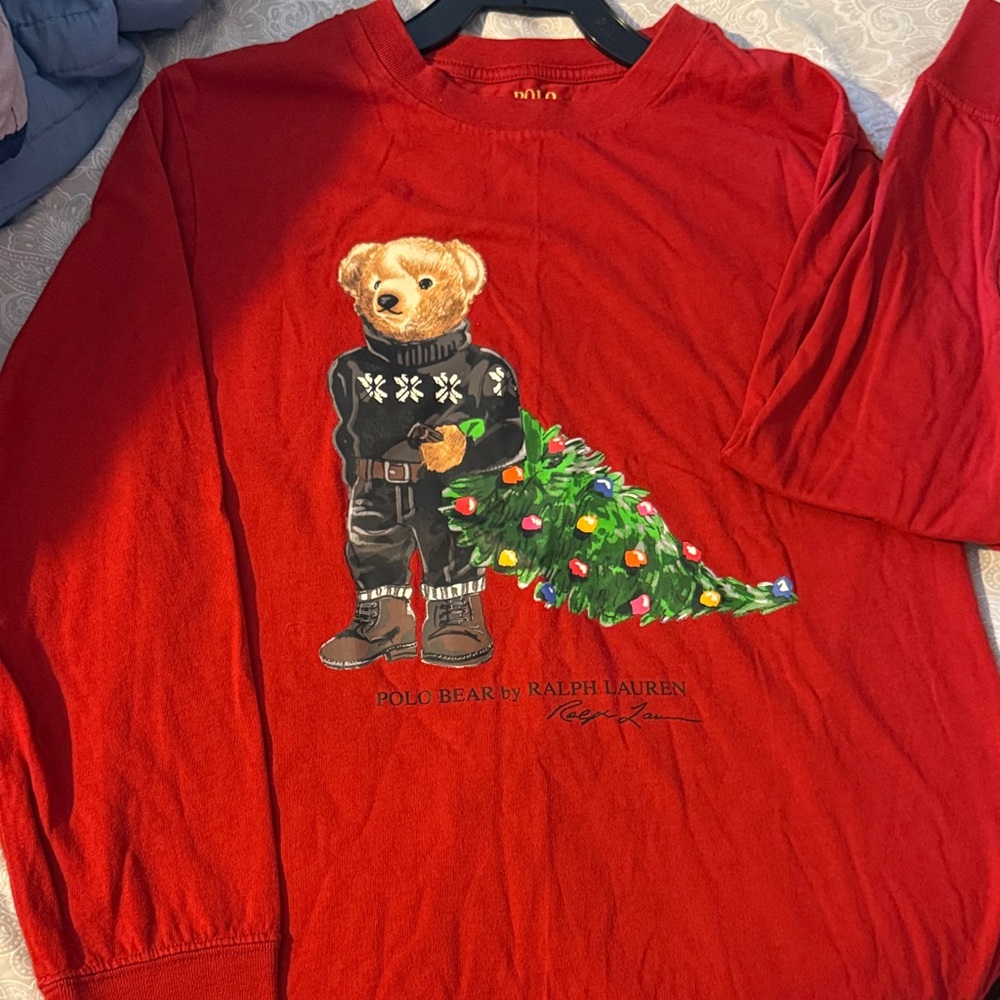 Ralph Lauren Red Polo Bear Holiday Sweatshirt